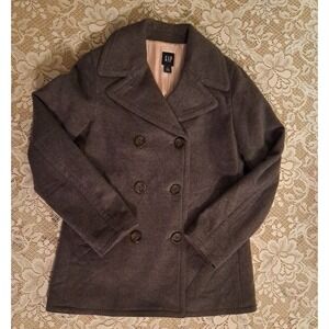 GAP Pea Coat Women's Size Small Wool Double Breasted Gray Jacket Pre-owned